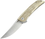 Bestech Knives Swift Beige Micarta Linerlock D2 Folding Knife 30c1