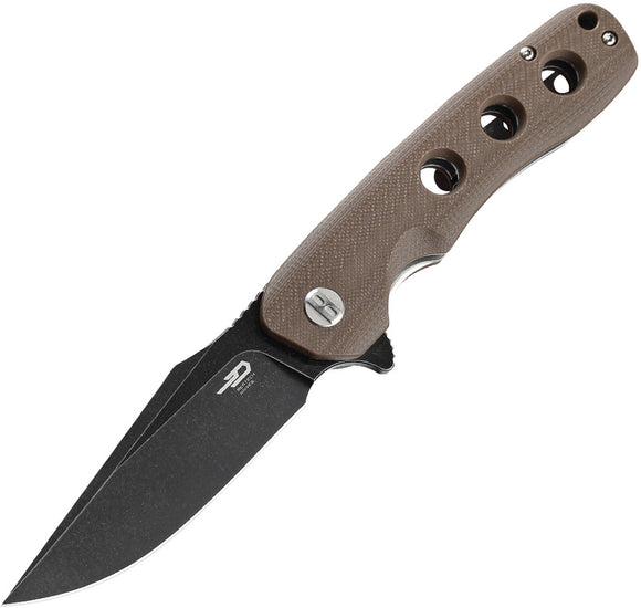 Bestech Knives Arctic Linerlock Brown G10 Folding D2 Steel Pocket Knife G33D2
