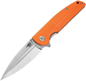 Bestech Knives FIN Linerlock Orange 14c28n G10 Folding Knife 34b