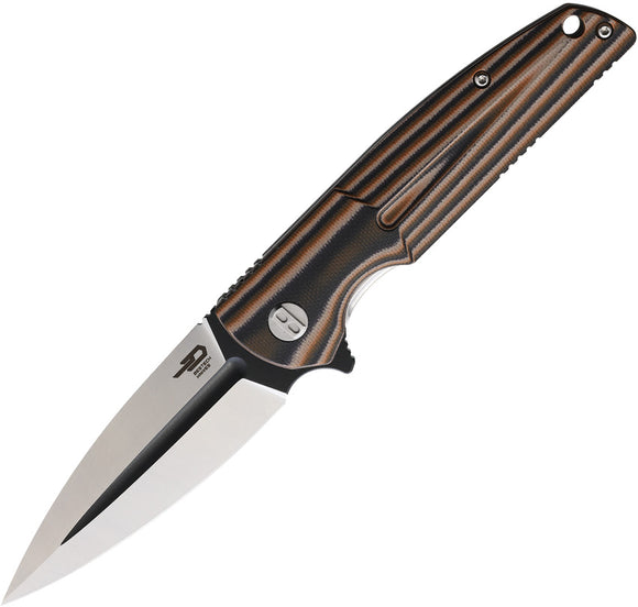 Bestech Knives FIN Linerlock Multi Orange 14c28n G10 Folding Knife 34c2