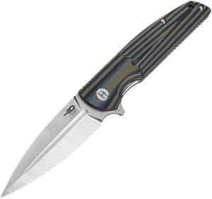 Bestech Knives FIN Linerlock Multi Blue 14c28n G10 Folding Knife 34d1