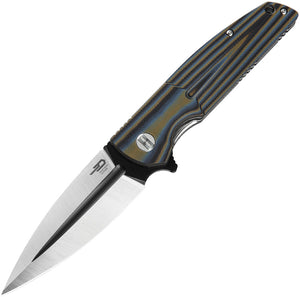 Bestech Knives FIN Linerlock Multi Blue 14c28n G10 Folding Knife 34d2