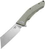 Bestech Knives Cubis Pocket Knife Linerlock Beige Micarta Folding D2 Steel G42B