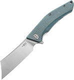 Bestech Knives Cubis Pocket Knife Linerlock Blue Micarta Folding D2 Steel G42C