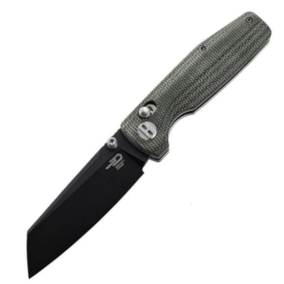 Bestech Knives Slasher Knife Axis Lock Green Micarta Folding Black D2 Steel 43B2