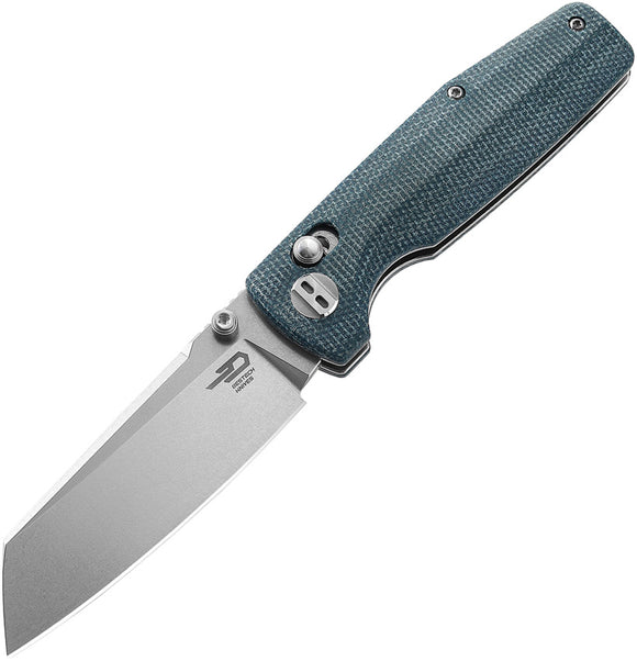 Bestech Knives Slasher Knife Axis Lock Blue Micarta Folding D2 Steel Blade 43C1