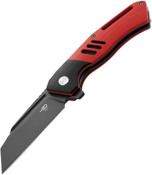 Bestech Knives Pocket Knife Rockface Linerlock Red/Black G10 Folding D2 46D