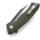 Bestech Knives Rockface Pocket Knife Linerlock OD Green G10 Folding D2 Steel 46G