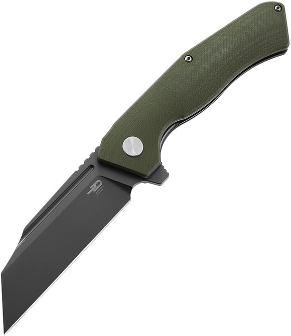 Bestech Knives Rockface Pocket Knife Linerlock OD Green G10 Folding Gray D2 46H