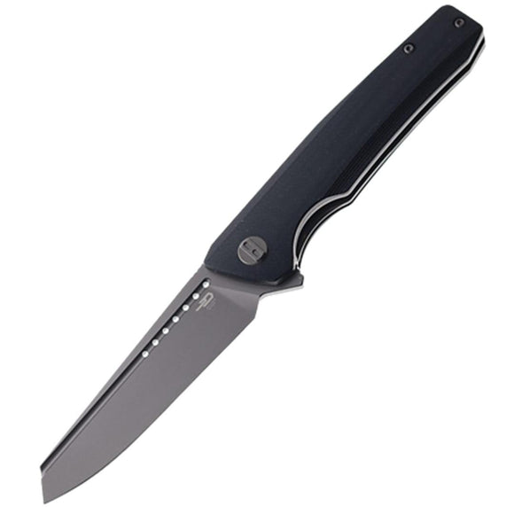 Bestech Knives Slyther Linerlock Black G10 Folding Gray 14C28N Pocket Knife 51A2
