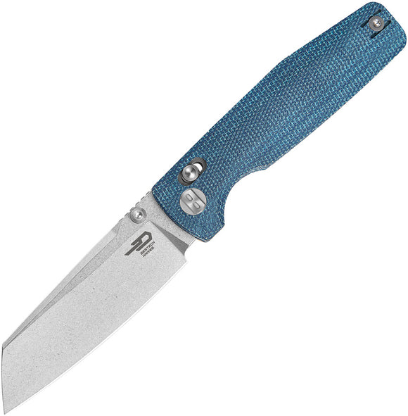 Bestech Knives Slasher Axis Lock Blue Micarta Folding D2 Pocket Knife KG56C1