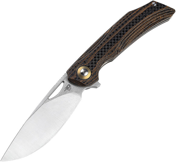 Bestech Knives FALKO Linerlock Orange & Carbon Fiber 154cm Folding Knife L01d