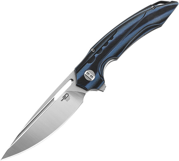 Bestech Knives Ornetta Pocket Knife Linerlock Black/Blue CF/G10 Folding N690 02A