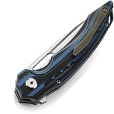 Bestech Knives Ornetta Pocket Knife Linerlock Black/Blue CF/G10 Folding N690 02A