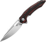 Bestech Knives Ornetta Pocket Knife Linerlock Red/Black CF/G10 Folding N690 02B