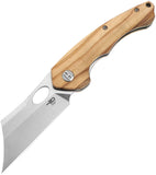 Bestech Knives Skirmish Linerlock Olive Wood Folding Satin D2 Pocket Knife KL06B