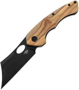 Bestech Knives Skirmish Linerlock Olive Wood Folding D2 Steel Pocket Knife KL06C