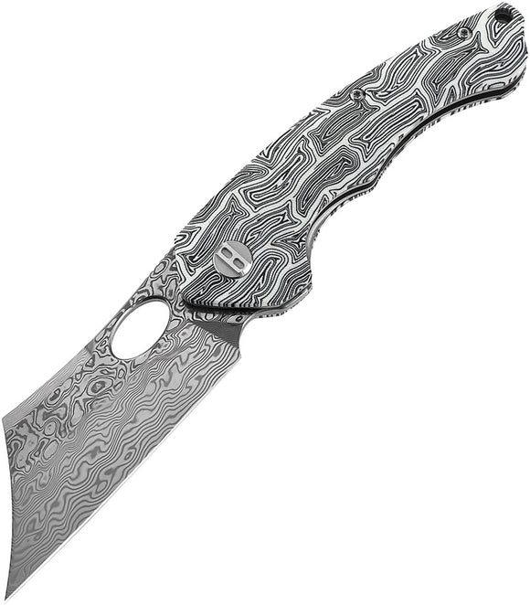 Bestech Knives Skirmish Linerlock Black & White G10 Folding Damascus Knife KL07A