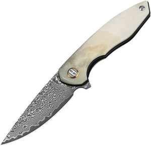 Bestech Knives Bambi Linerlock Ox Bone Folding Damascus Pocket Knife KL08A