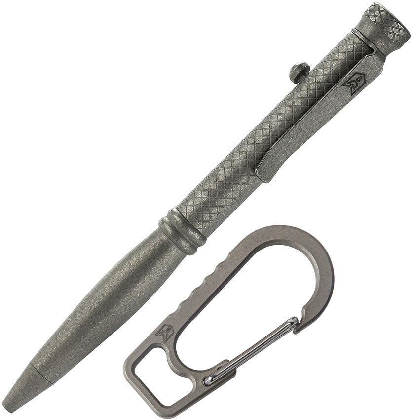 Bestechman Scribe Gray Titanium Bolt Action Writing Pen w/ Carabiner ...