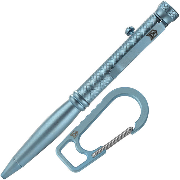 Bestechman Scribe Blue Titanium Bolt Action Writing Pen w/ Carabiner & Case M16B