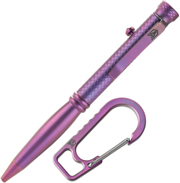 Bestechman Scribe Purple Titanium Bolt Action Writing Pen w/ Carabiner & Case M16C