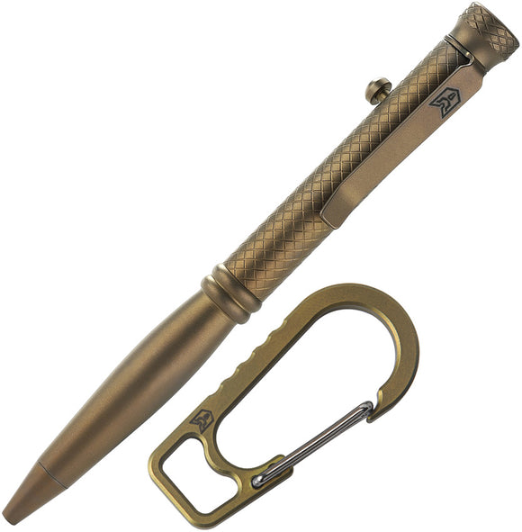 Bestechman Scribe Bronze Titanium Bolt Action Writing Pen w/ Carabiner & Case M16D