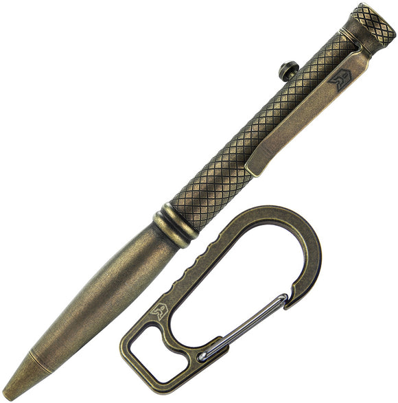 Bestechman Scribe Bronze & Black Titanium Bolt Action Writing Pen w/ Carabiner & Case M16E