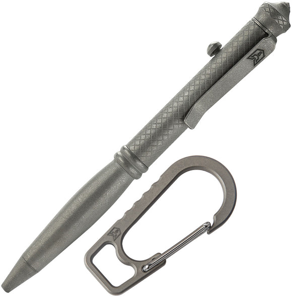 Bestechman Scribe Gray Titanium Bolt Action Writing Pen w/ Carabiner & Case M17A