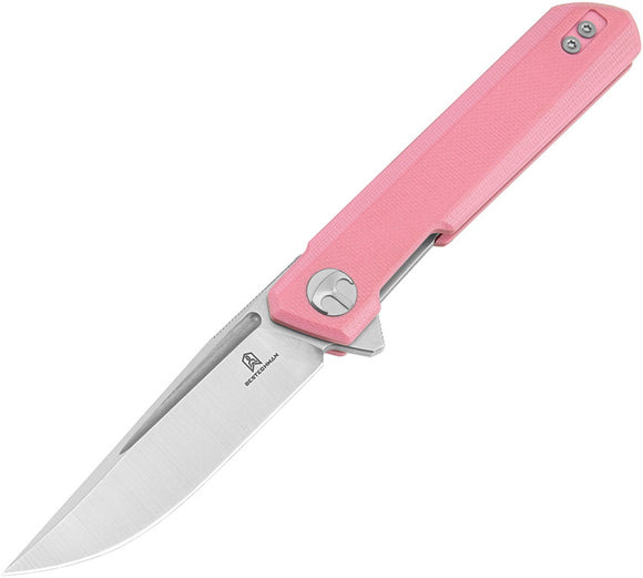Bestechman Mini Dundee Linerlock Pink G10 Folding D2 Steel Pocket Knife MK03B