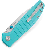 Bestechman Goodboy Button Lock Tiffany Blue G10 Folding D2 Steel Pocket Knife MK04B