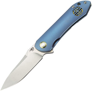 Bestech Knives Emperor Framelock Blue Titanium Handle S35VN Folding Knife 1808B