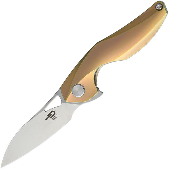Bestech Knives The Reticulan Framelock Gold Folding Knife 1810d