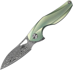 Bestech Knives The Reticulan Green Folding Damascus Steel Pocket Knife T1810I