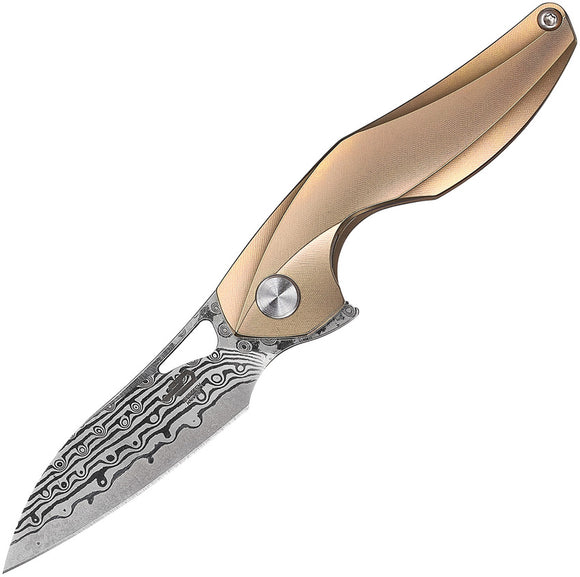 Bestech Knives The Reticulan Gold Folding Damascus Steel Pocket Knife T1810J