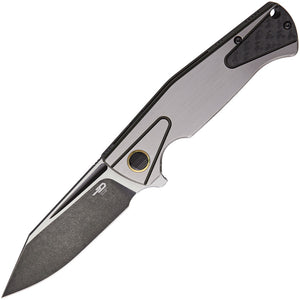 Bestech Horus Black/Silver Titanium Framelock S35VN Folding Flipper Knife 1901c