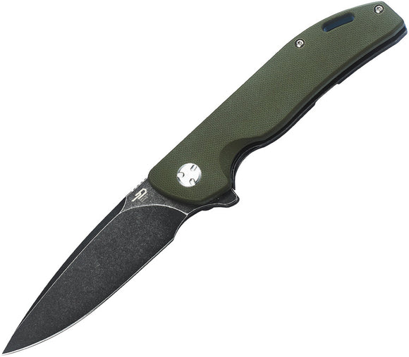 Bestech Knives Bison Titanium/Green G10 Folding Black D2 Steel Pocket Knife T1904C2