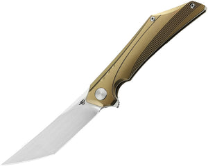 Bestech Knives Kamoza Framelock Gold Titanium Folding M390 Pocket Knife T1911C