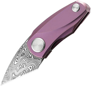 Bestech Knives Tulip Damasteel Framelock Purple Titanium Folding Knife 1913h