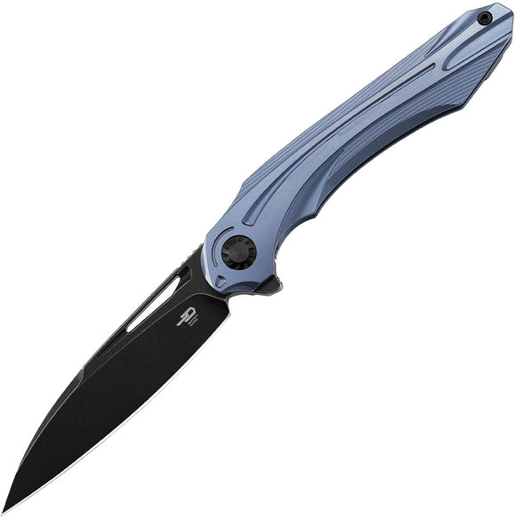 Bestech Knives WIBRA Framelock Blue Titanium M390 Folding Black Knife 2001c