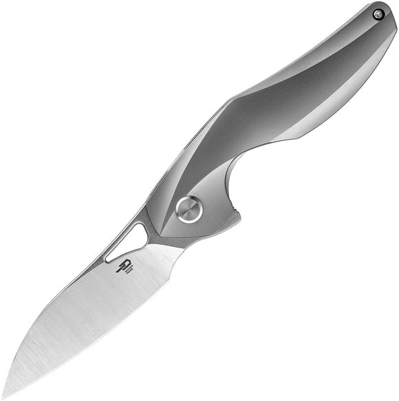 Bestech THE RETICULAN Gray Medium Framelock S35Vn Folding Titanium Knife 2003a