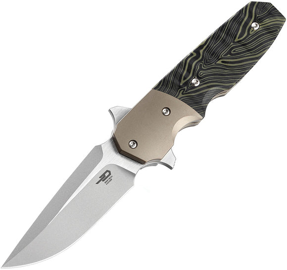 Bestech Knives Freefall Linerlock Black/Green G10 Folding S35VN Knife T2007A