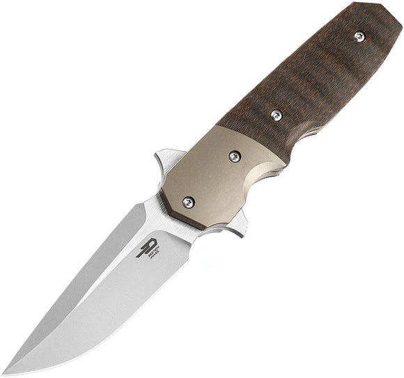 Bestech Knives Freefall Linerlock Black/Orange CF Folding S35VN Knife T2007C
