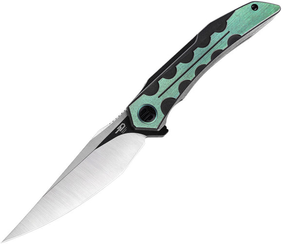 Bestech Knives SAMARI Framelock Green Titanium M390 Folding Knife 2009c