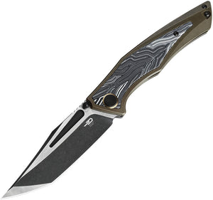 Bestech Knives Togatta Black Titanium Handle M390 Stonewash Folding Knife T2102B