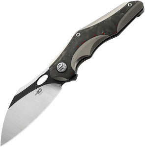 Bestech Knives Nogard Framelock Titanium/Red CF Folding Bohler M390 Knife 2105C