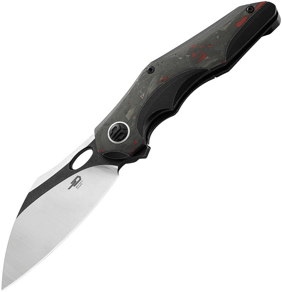 Bestech Knives Nogard Framelock Black Titanium/Red CF Folding M390 Knife 2105D