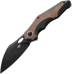 Bestech Knives Nogard Framelock Black Titanium/Micarta Folding M390 Knife 2105E