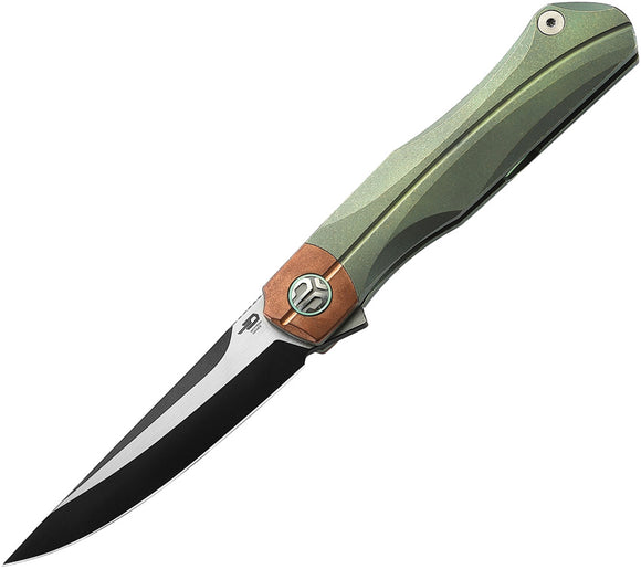 Bestech Knives Thyra Framelock Retro Green Titanium/Copper Folding Knife 2106E  -On Sale