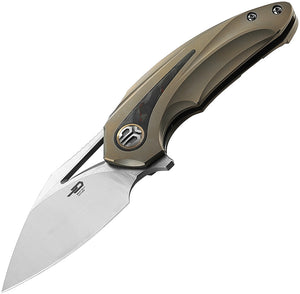 Bestech Nuke Bronze Titanium + Carbon Fiber Framelock M390 Folding Knife 2107b